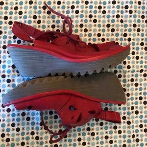 Red Fly London wedge sandals